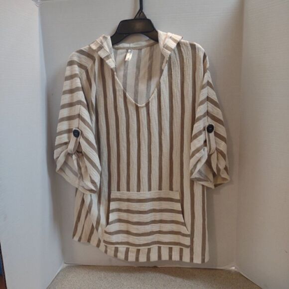 Women's Tunic Retro Boho Festival 3/4 sleeve Poncho look Size Large NWT. W1 - Picture 7 of 7